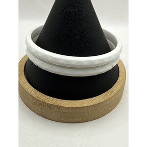 White Faceted Resin Bangle Bracelets Set Of 2